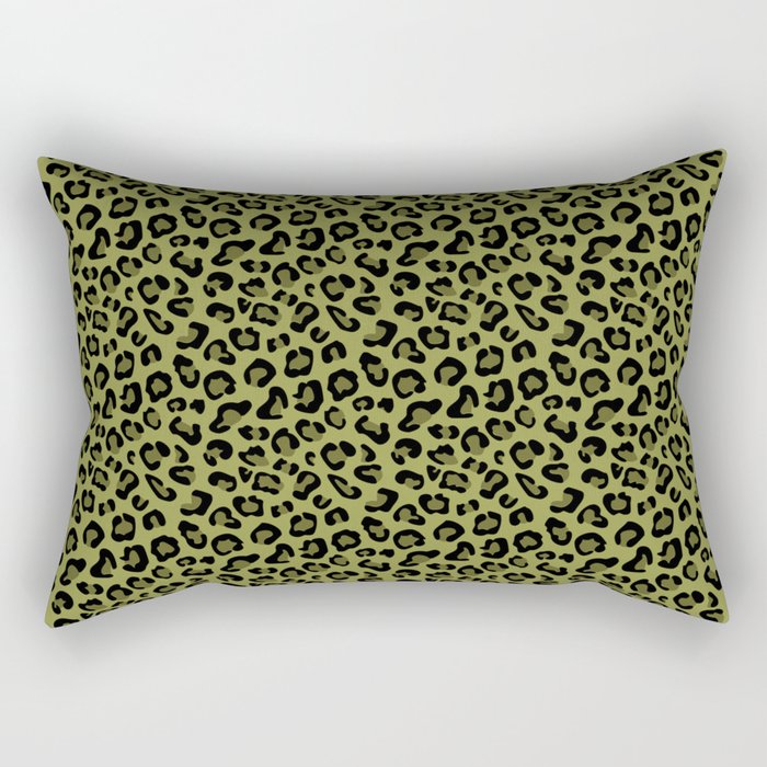 Leopard Print in Olive Green Rectangular Pillow