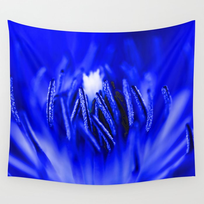 Inside A Blue Flower Wall Tapestry