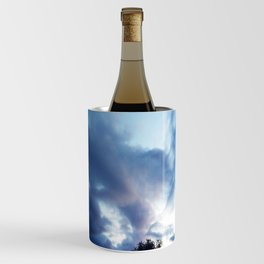 landscape sunset photo blue sky with clouds - Sunset / sunrise with clouds, light rays and other atmospheric Art Print Wine Chiller
