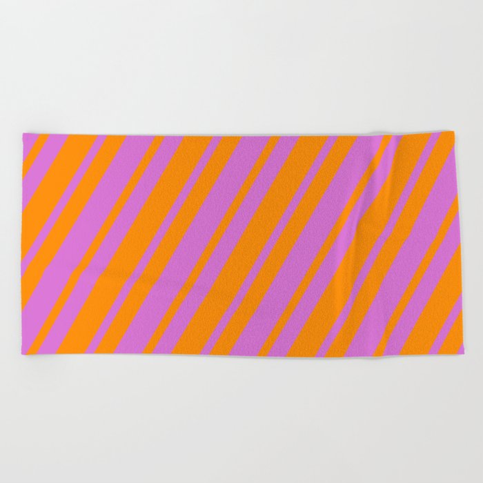 Dark Orange & Orchid Colored Striped/Lined Pattern Beach Towel
