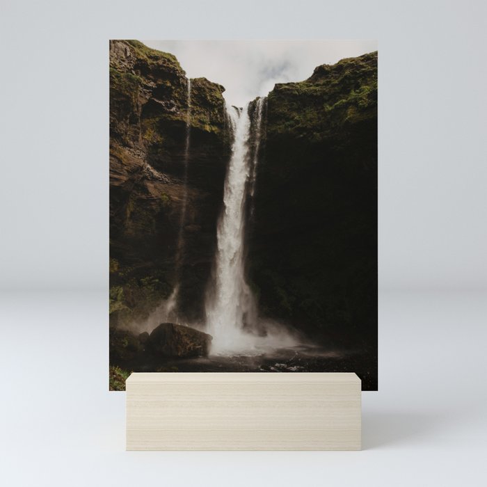 hidden waterfall in Iceland Mini Art Print