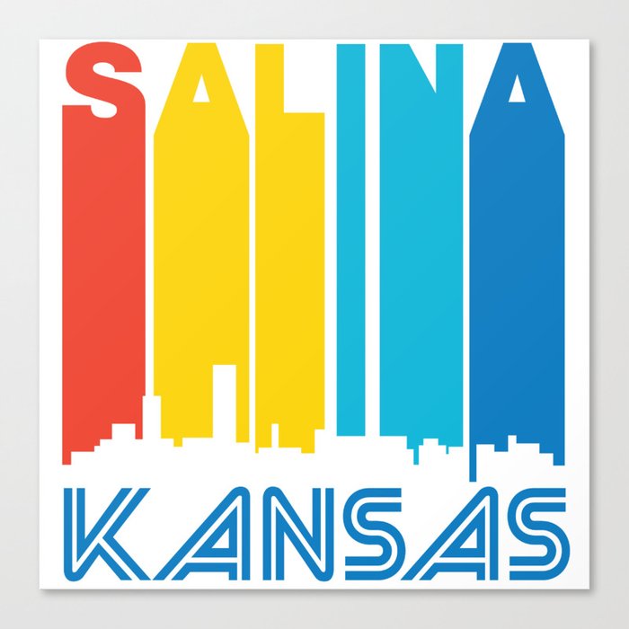 Retro 1970's Style Salina Kansas Skyline Canvas Print