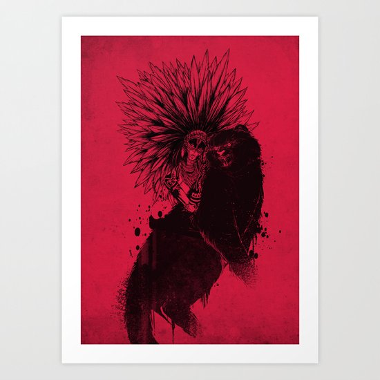 Her Black Cat Art Print
