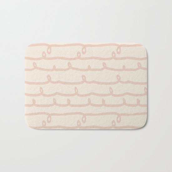 Vine Stripes Vintage Pink on Rose Petal Cream Bath Mat