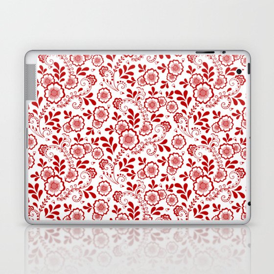Red Eastern Floral Pattern Laptop & iPad Skin
