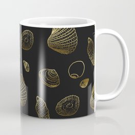 Stylish Gold and Black Seashells Pattern Coffee Mug