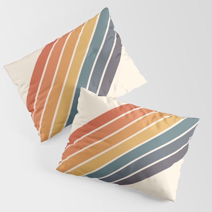 Arida -  70s Summer Style Retro Stripes Pillow Sham