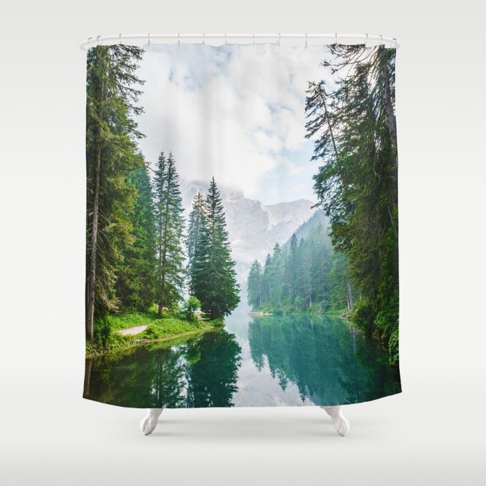 Picturesque River in the Forest (Color) Shower Curtain