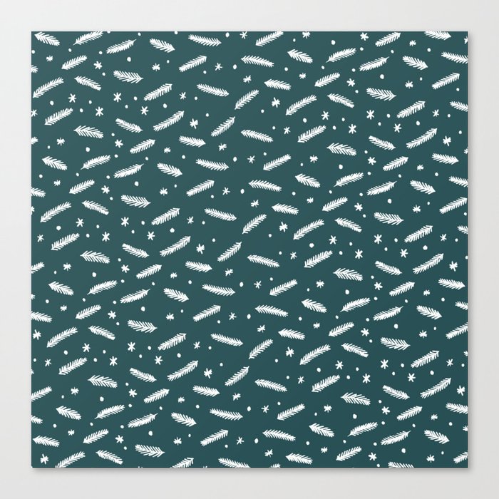 Christmas branches and stars - teal Canvas Print