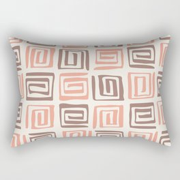 Square Spirals - Peach and Brown Rectangular Pillow