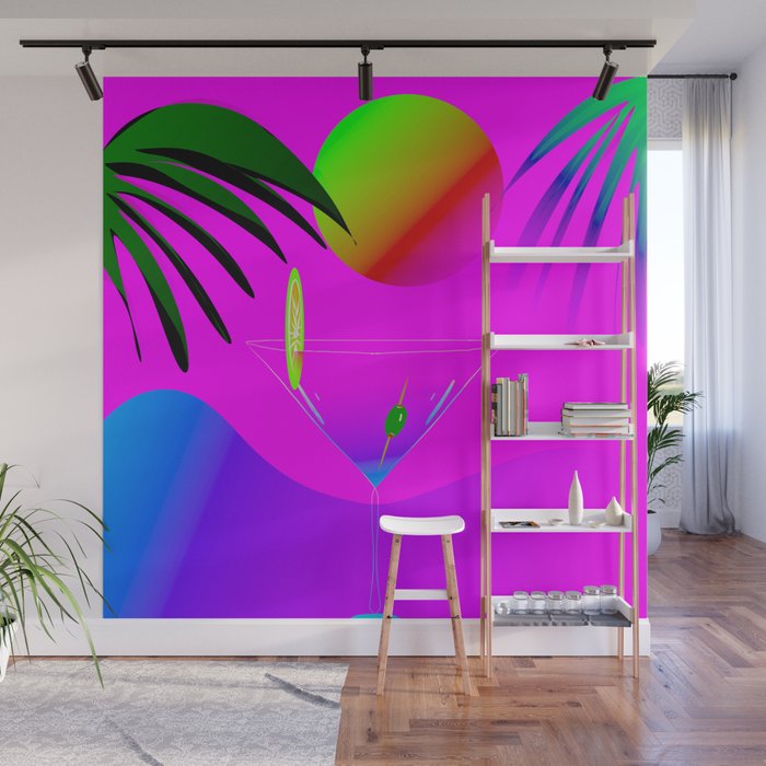 Colorful ,exotic,tropical des,sunset,cocktail,palm trees Wall Mural