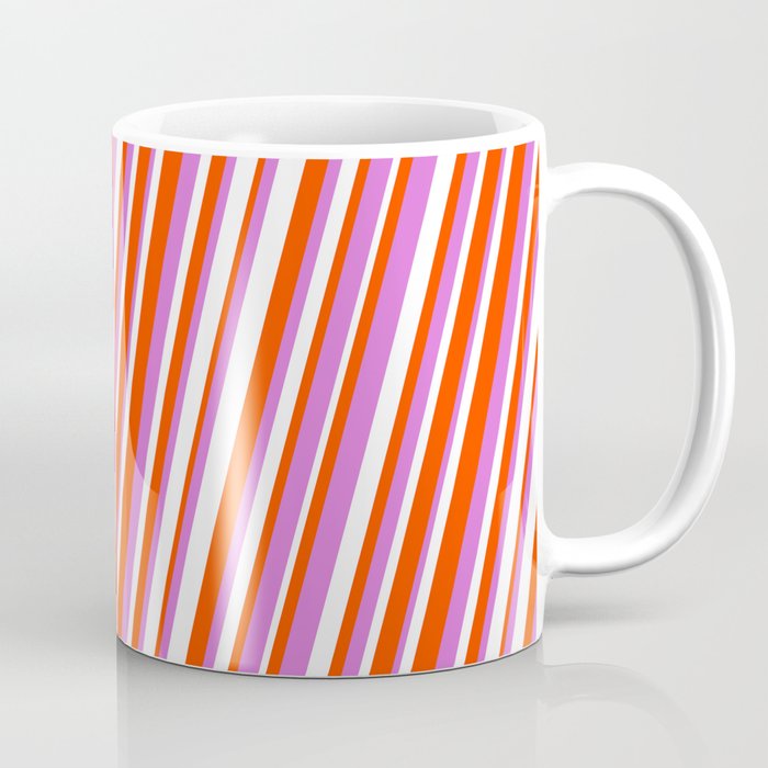 Red, Orchid & White Colored Lined/Striped Pattern Coffee Mug