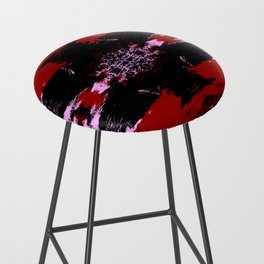 Hisagiku - Pink Red Black Abstract Boho Batik Butterfly Ink Blot Mandala Art Bar Stool