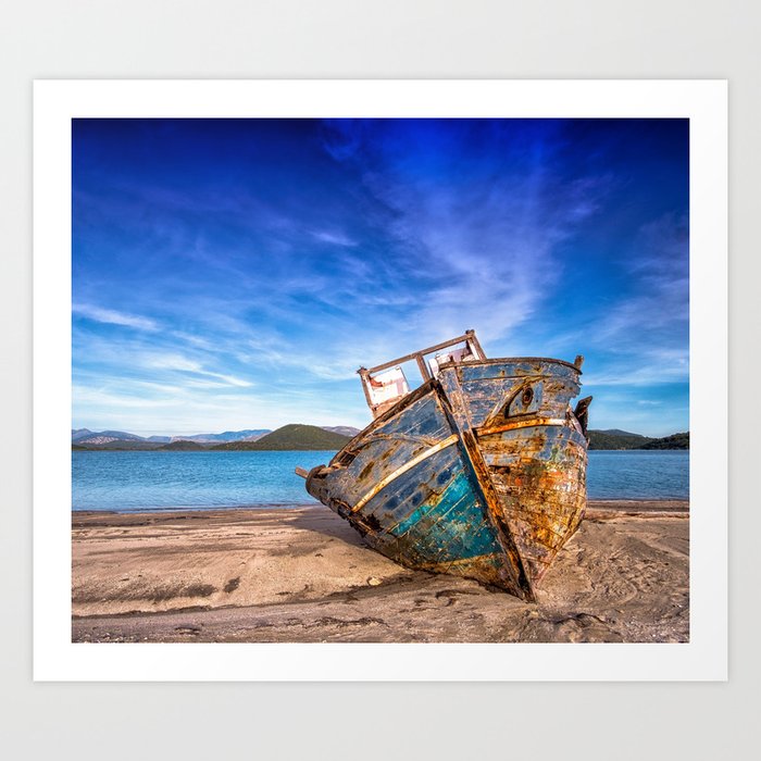 Washed up Boat Art Print