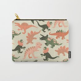 Happy Dinosaurs - Tangerine & Olive Carry-All Pouch