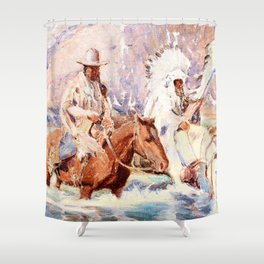 “Wading Through the Water” by Carl Oscar Borg Shower Curtain