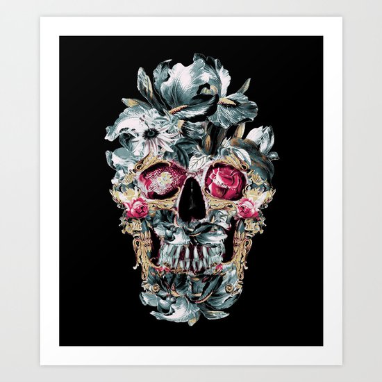 Skull on Black Art Print
