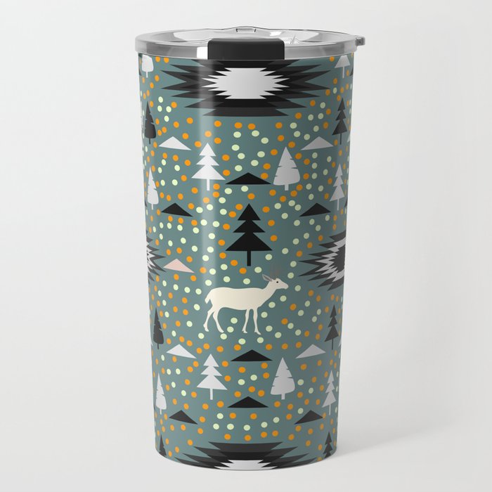 Winter pattern with deer, bears and dots Travel Mug