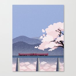Train and Cherry Blossoms (2020) Canvas Print