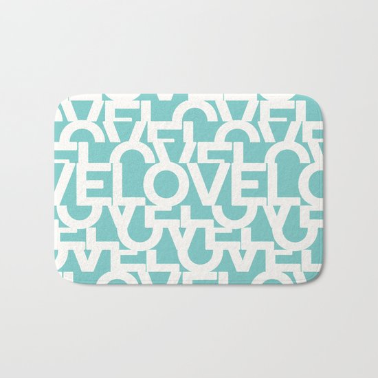 Hidden blue LOVE message Bath Mat