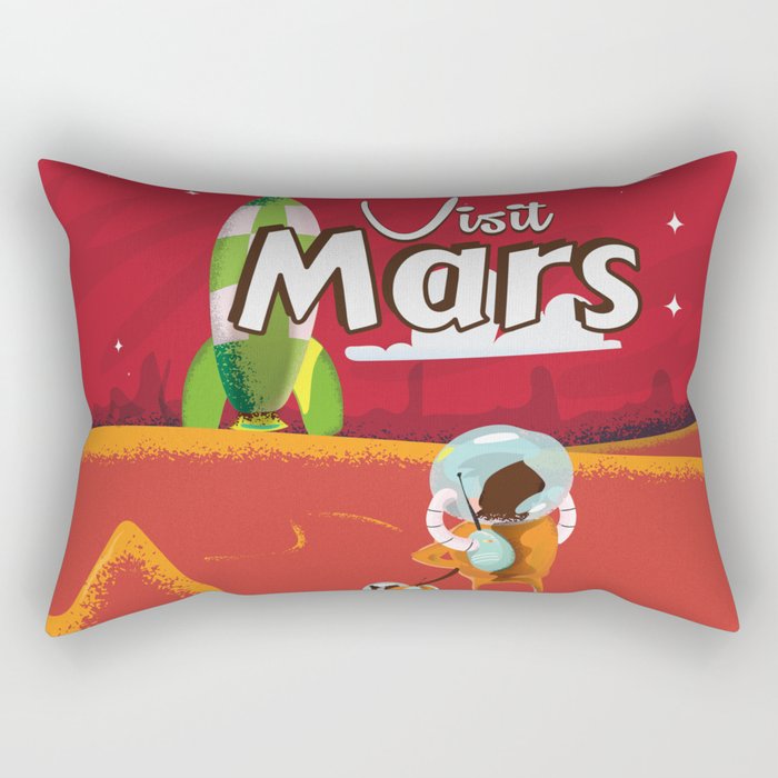 Visit Mars vintage cartoon poster Rectangular Pillow