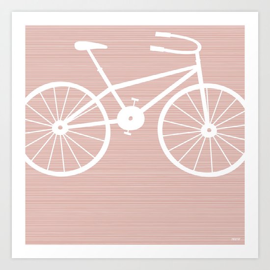 Pink Bike by Friztin Art Print