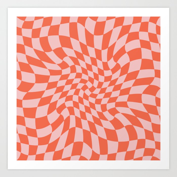 Retro Warped Checkerboard Art Print