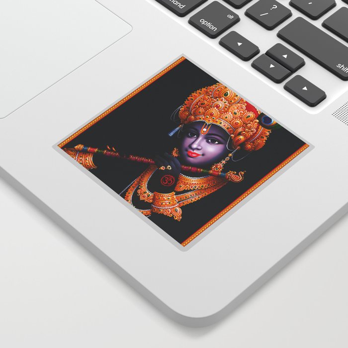 Lord Krishna Playing Flute Painting Sticker