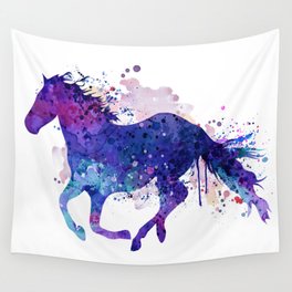 Running Horse Watercolor Silhouette Wall Tapestry