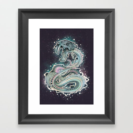 Saber-toothed Serpent in Space. Framed Art Print