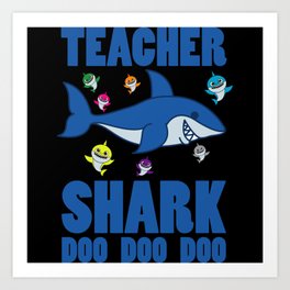 TEACHER SHARK DOO DOO DOO SHARK Gift Shark Diving Art Print | Predatorfish, Sharkdiving, Scubasportsclub, Sharkcostume, Greatwhiteshark, Hammerheadshark, Scubadiver, Sharkclothing, Divesafari, Marinebiologist 
