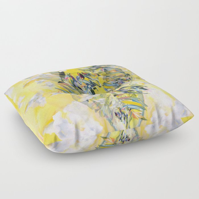 Yellow Flower Storm Floor Pillow