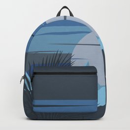 Minimalistic Moody Blue Moonrise In Tropical Mountains Landscape Backpack