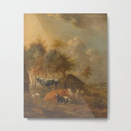 Landscape with Animals, Monogrammist IL (schilder), c. 1700 - c. 1799 Metal Print | Travel, Forest, Sky, Nature, Scenery, Photo, Sunrise, Morning, Beautiful, Autumn 