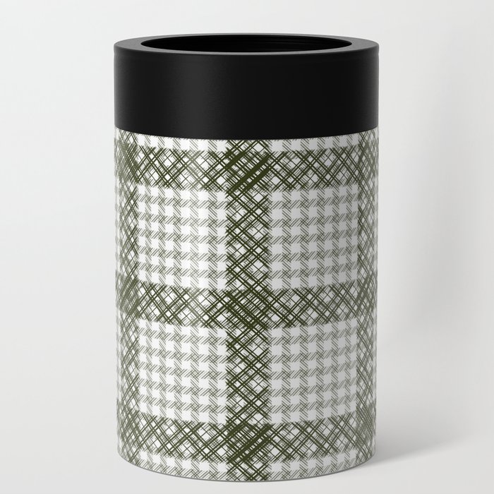 Woven Checkerboard (Olive Green) Can Cooler