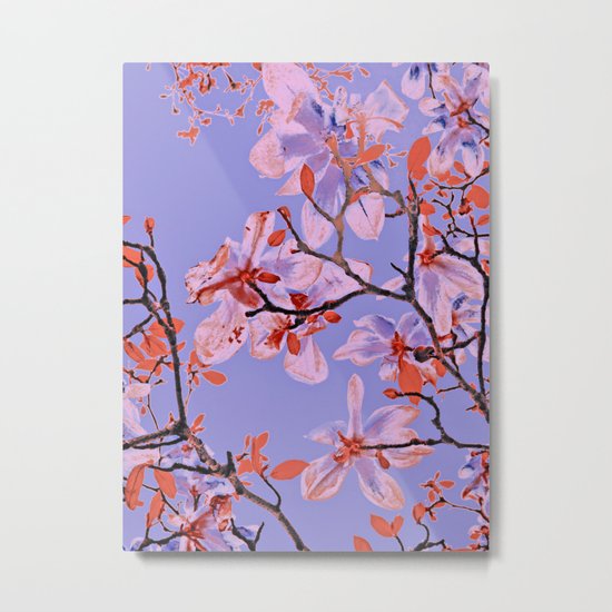Copper Flowers on violett ground Metal Print