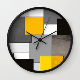 Black Yellow and Gray Geometric Art Wall Clock