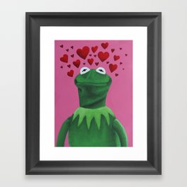 Kermit In Love Framed Art Print