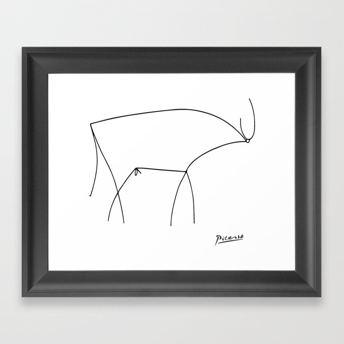 Picasso Minimalist Bull Artwork Line Sketch For Prints Tshirts Posters Bags Men Women Youth Framed Art Print