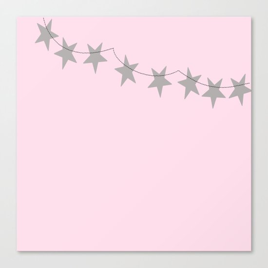 Grey stars on pink background Canvas Print