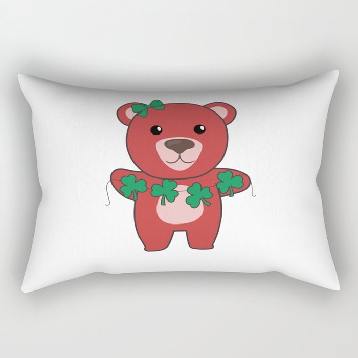 Bear With Shamrocks Cute Animals For Luck Rectangular Pillow