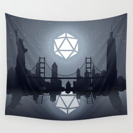 United States Midnight Stars D20 Dice Full Moon Tabletop RPG Landscape Wall Tapestry