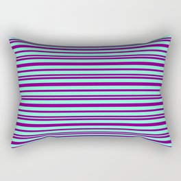 [ Thumbnail: Purple & Aquamarine Colored Pattern of Stripes Rectangular Pillow ]