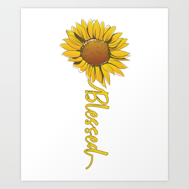 Cute Sunflower Blessed Faith Inspirational Religious Gift Art
