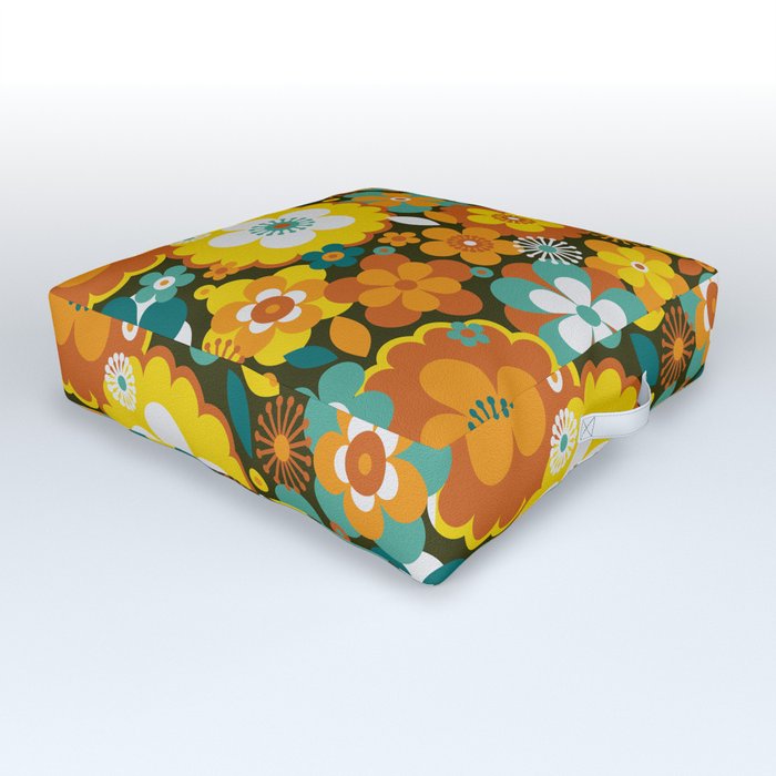 Groovy Florals – 70s Outdoor Floor Cushion