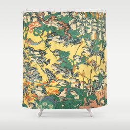 Fashionable Battle Of Frogs By Kawanabe Kyosai 1864 Shower Curtain