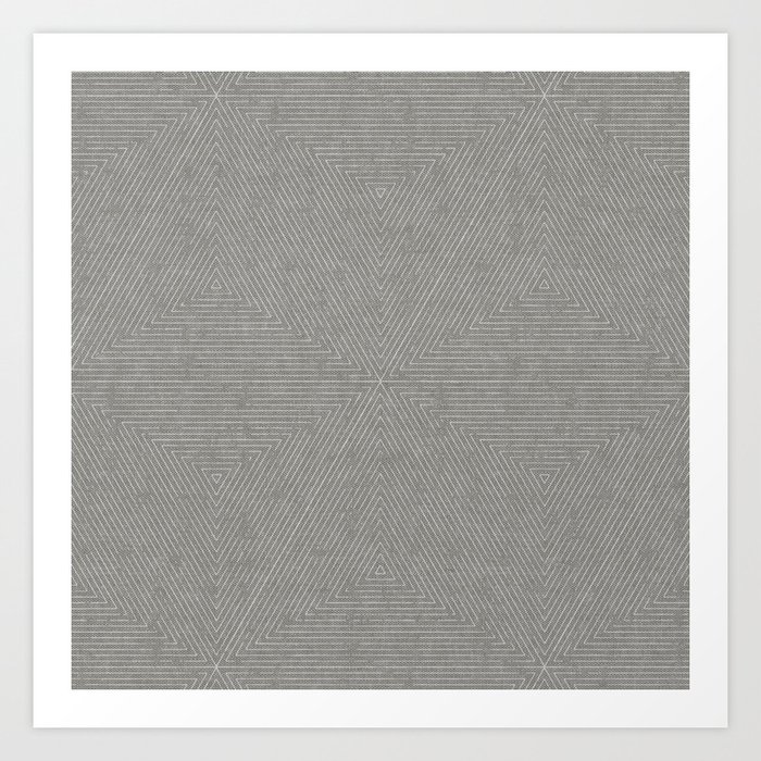 boho triangle stripes - gray Art Print