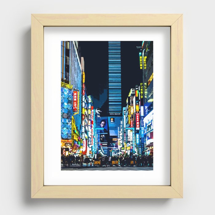 Japan City Night  Recessed Framed Print