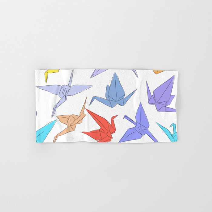 Japanese Origami paper cranes symbol of happiness, luck and longevity Hand & Bath Towel