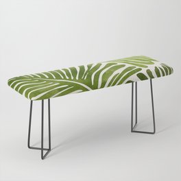 Summer Fern Simple Modern Watercolor Bench | Modern, Curated, Leaves, Botanical, Summer, Green, Contemporary, Spring, Fronds, Abstract 